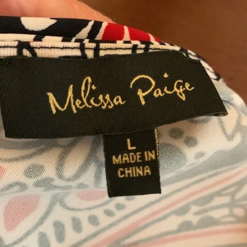 Melissa Paige red, white and black print shift dress Size Large